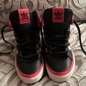 Adidas Black and Pink High-Tops